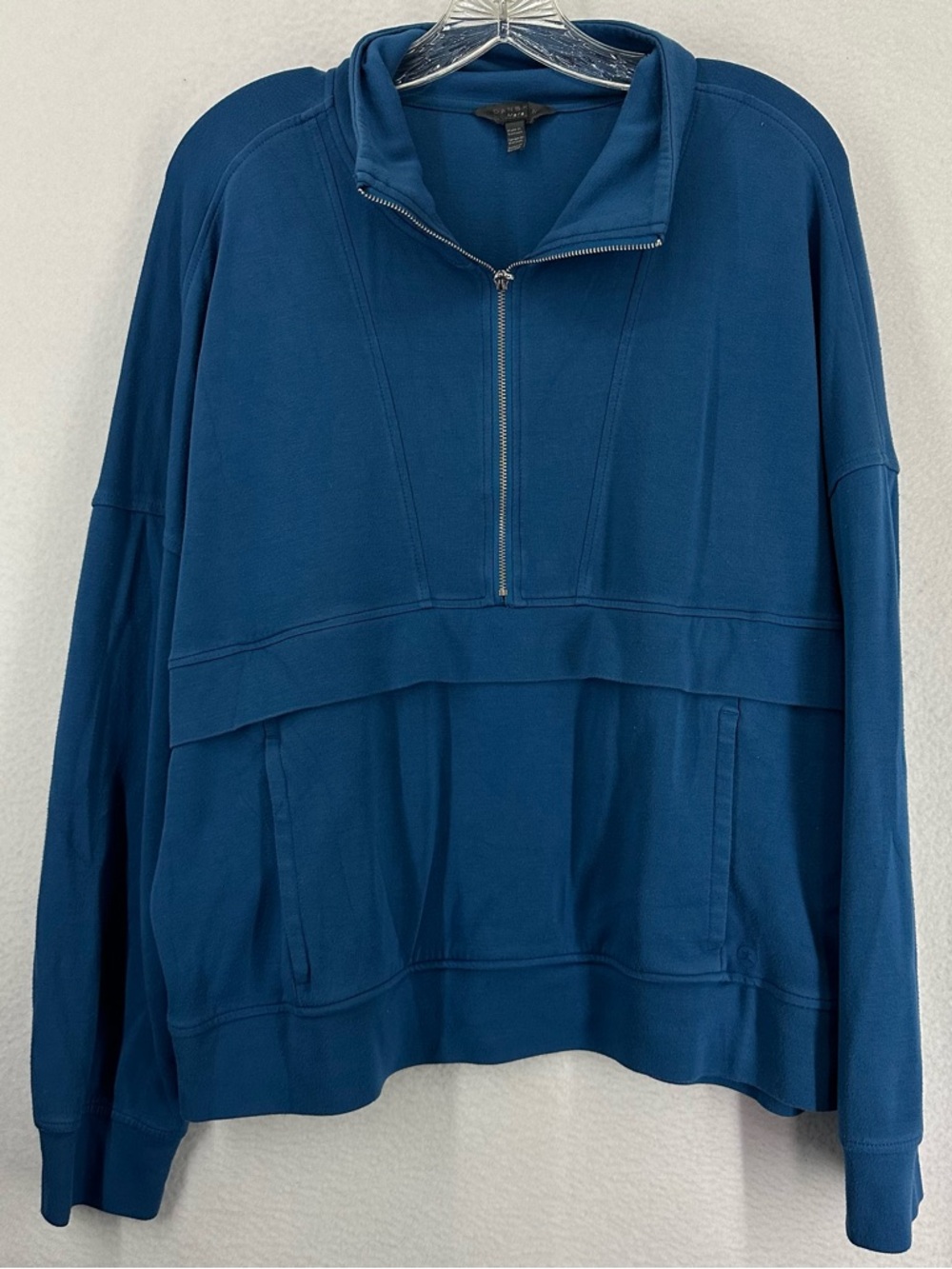 Danskin Half Zip‎ Cropped Long Sleeve Athletic Wear Large Blue